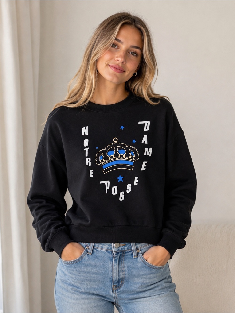 Etre Cecile 100% Cotton Sweatshirt Niche Designer Black Crown size M